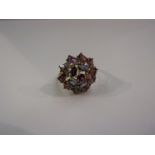 A 9ct multi-gem cluster ring