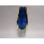 A Murano Sommerso blue multi-faceted vase.