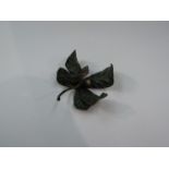 Miniature cold painted bronze conkers with open shell and leaves,
