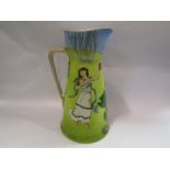 A Royal Doulton jug depicting a lady with violin and lady with tambourine, model no.