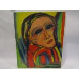MALOU GARNAVAULT (XX): An oil on canvas portrait of a woman. Printed name verso.