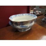 A Victorian blue and white Staffordshire tureen