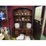 A Queen Anne style hardwood dresser, plate rack above two door single drawer base,