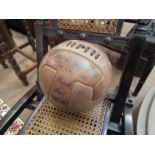 A reproduction Wembley leather football