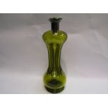 A Victorian Art Nouveau green glass decanter,