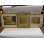 Three framed and glazed watercolours of Norwich street scenes, Tombland,