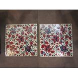 Two large Zsolnay tiles, 22cm x 22cm,