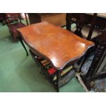 An inlaid kingwood occasional table on cabriole legs with brass ormolu mounts,