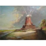 An early to mid 20th Century oil painting of Cley Windmill,