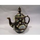 A Victorian Bargeware teapot with inscribed plaque,