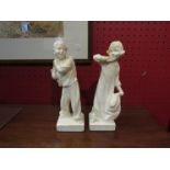 A pair of Parian ware figures 'Come On Then' and 'Just You Wait'