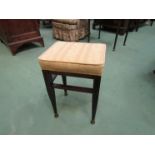 Property of a Major (label to verso) an Edwardian line inlaid mahogany stool on brass capped feet,