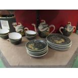 A set of Kutani Geisha ware eggshell tea wares with dragon design