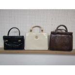 Three 1960's handbags, brown crocodile,