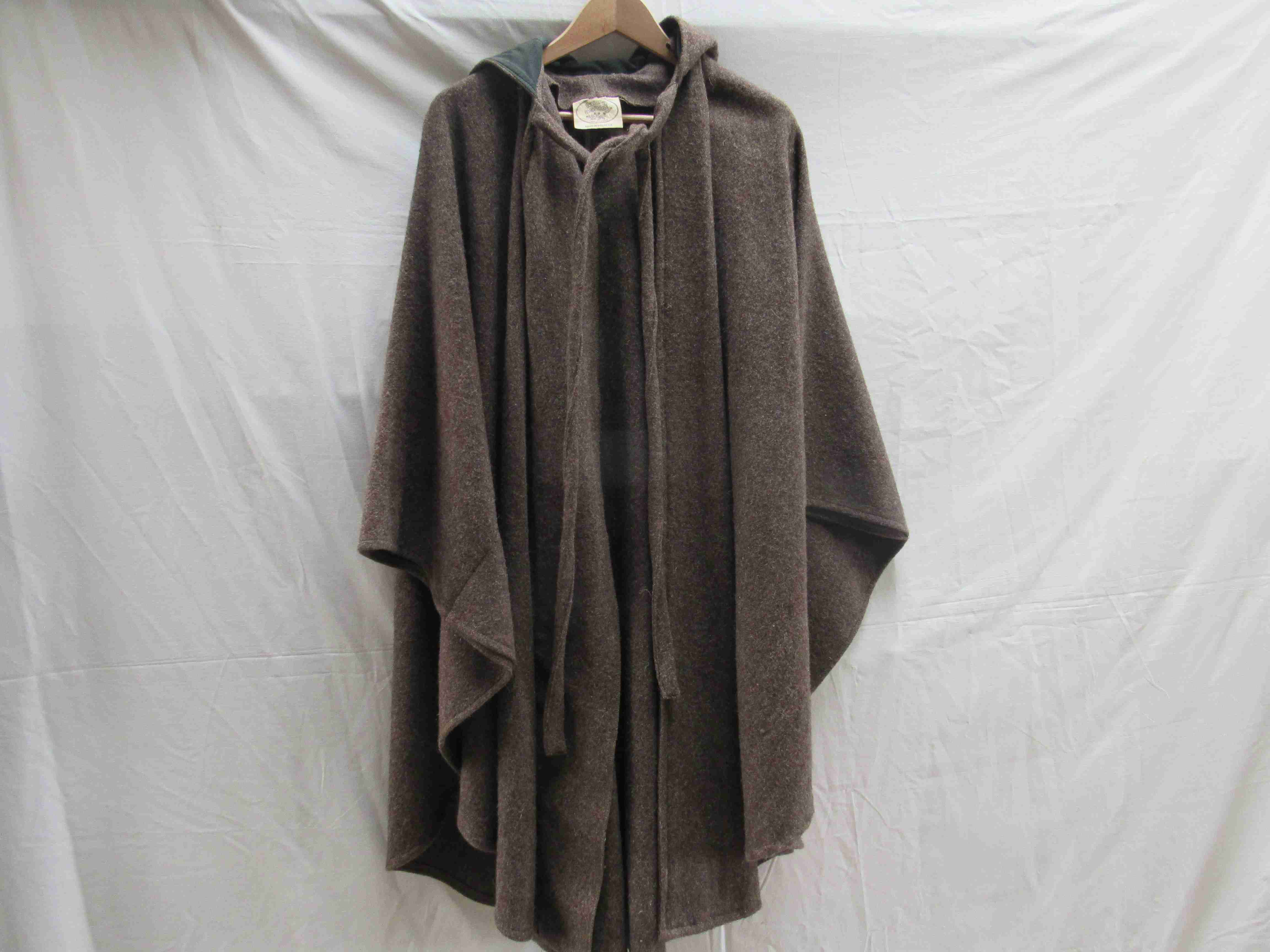 A 1970's Laura Ashley brown wool hooded cape,