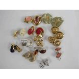 Thirteen pairs approx of money mainly yellow metal earring,