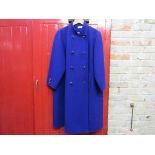 HARDY AMIES, Sevile Row, London purple 100% wool double breasted lady's coat military style,