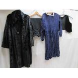 Four items of early 20th Century clothing, a black moleskin coat,