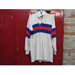 A rugby shirt 1960's white with blue and red stripe