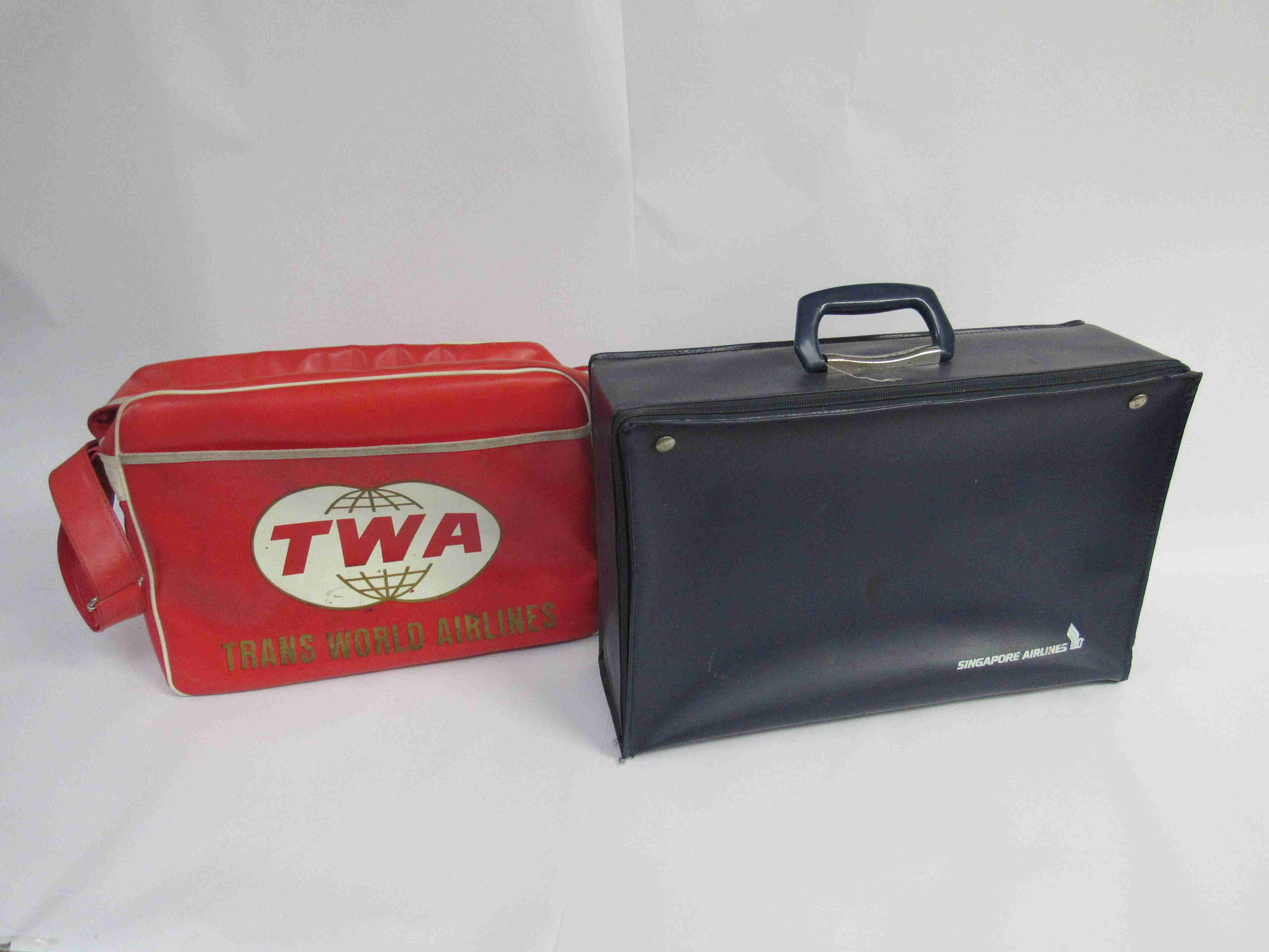 Two vintage airline flight bags T.W.