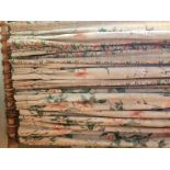 Two pairs of professionally handmade curtains, cream ground,