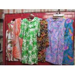 Six 1960's pure silk colourful day dresses, Paul Jones London and Susan Small,