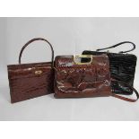 A "Susan" of London rust and brown snakeskin handbag with associated dust bag,