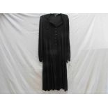 A Jean Muir 1970's jersey rayon black three quarter length dress, button stand collar,