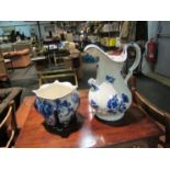 A Victorian ewer and Doulton Burslem jardiniere (2)