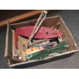 Two Penguin plastic clockwork boats and another tinplate boat together with other mixed vintage