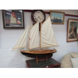 A wooden model schooner, approx.