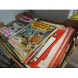 A box of mixed magazines including 'Practical Motorist',