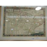 A 19th Century coloured map of the County of Kent, 42cm x 60cm,