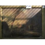 A 19th Century gilt framed oil on canvas depicting rural landscape with barn,