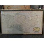 Robert Morden: 'Kent', engraved hand coloured map.