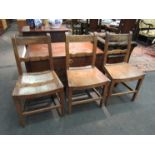 Three matching East Anglian fruitwood bar-back chairs,