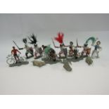 Mixed lead and plastic figures including cyclists,