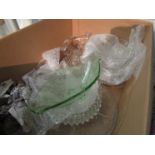 Two boxes containing assorted glassware and china to include glass bowls, commemorative cups,
