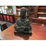 A cast bronze bust of religious figure, 31cm tall,