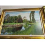 A gilt framed Richard Chorley oleograph depicting golfing green, signed and numbered 12/295 verso,