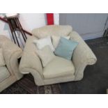 A suite comprising of two sofas, two armchairs and a footstool,