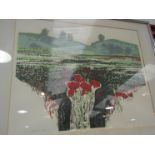 ROBERT BARNES: '77 flowered field 17/30, framed and glazed,