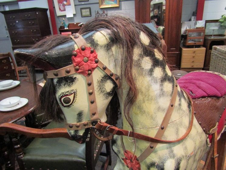 WITHDRAWN - A painted dapple Collinson early 20th Century rocking horse on trestle rocker, - Image 2 of 3