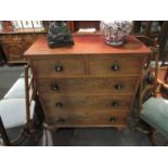 A Victorian mahogany chest of two over three drawers with mother of pearl handles,