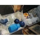 Two boxes containing assorted pottery,