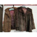 Two period chocolate brown fur jackets