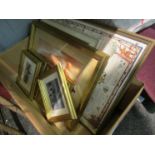 A box of five gilt framed and glazed watercolours,