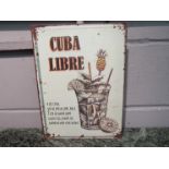 A "Cuba Libre" cocktail tin plate advertising sign,