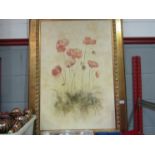 After Cheri Blum (1969-2003), a large gilt framed lithograph "Poppies",