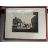Alfred Blundell: The High Street, Kersey, Suffolk. Framed and glazed etching.